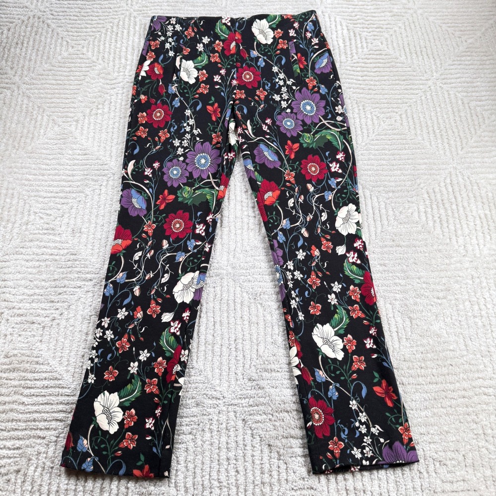 Chico's Brigitte So Slimming Ankle Pants Womens 0 4 Black Floral Botanical Chic